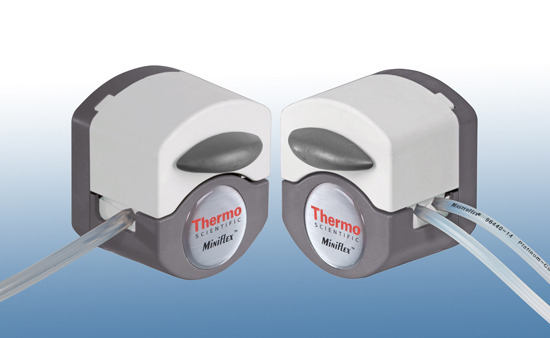 The Thermo Scientific Miniflex peristaltic pump delivers an expanded flow range of up to 370 mL per minute, allowing researchers to effectively dispense low- and high-volume fluids with repeatability and accuracy on a scale previously not offered by pumps of equivalent size